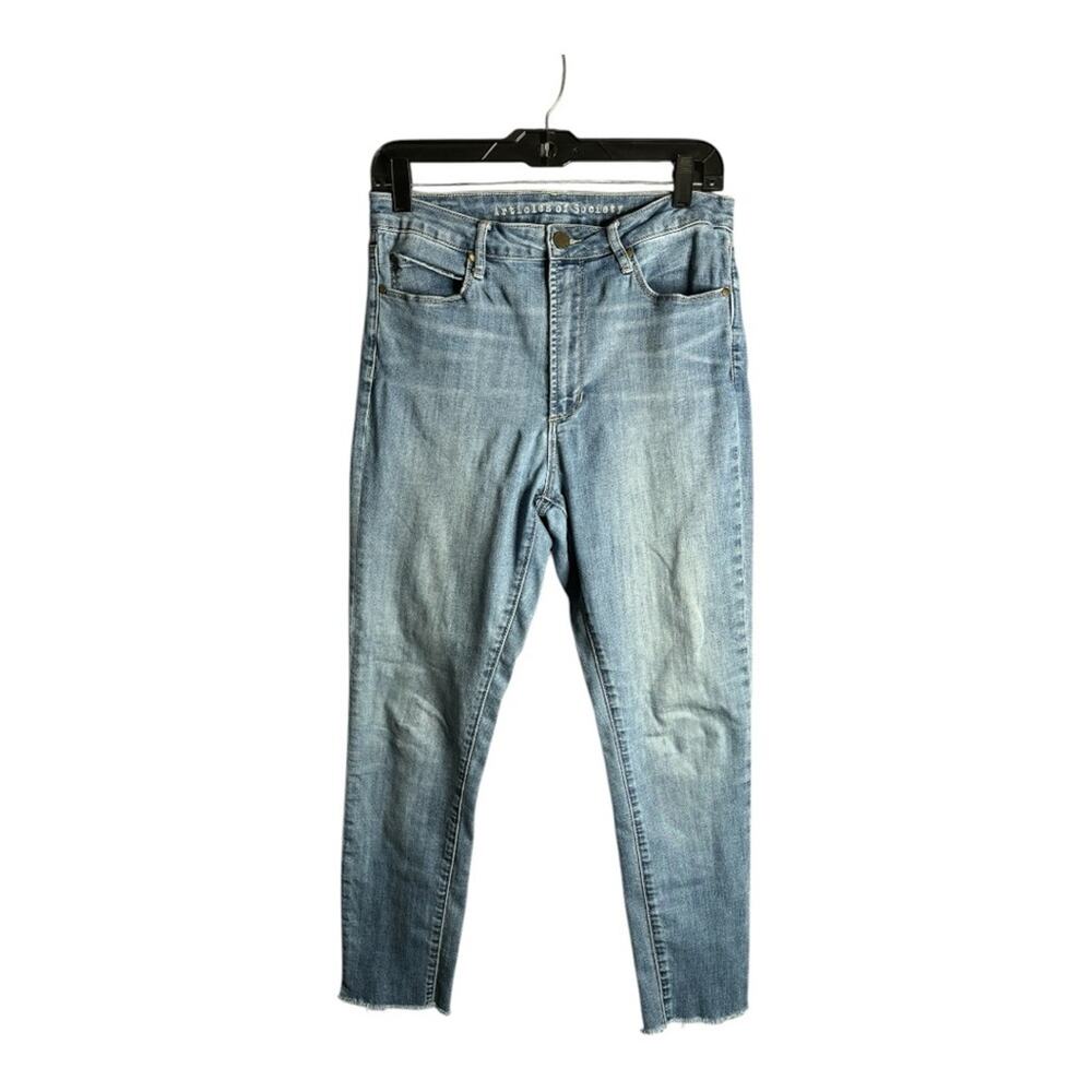 Articles of Society Mid Rise Skinny Jeans With Frayed Hems 30